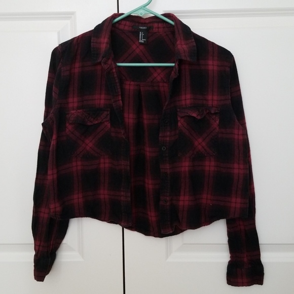 Forever 21 Dark Cropped Flannel - Picture 1 of 2